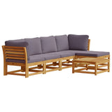 6 Piece Garden Lounge Set with Cushions Solid Wood Acacia - Front View