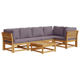 6 Piece Garden Lounge Set with Cushions Solid Wood Acacia - Front View