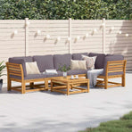 6 Piece Garden Lounge Set with Cushions Solid Wood Acacia