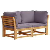 Garden Sofa with Cushions 2-Seater Solid Wood Acacia - Front View