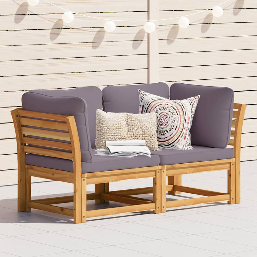 Garden Sofa with Cushions 2-Seater Solid Wood Acacia