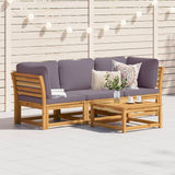 3 Piece Garden Lounge Set with Cushions Solid Wood Acacia - Side View