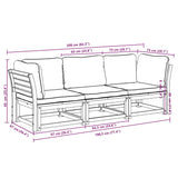3 Piece Garden Lounge Set with Cushions Solid Wood Acacia - Low Angle
