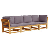 4 Piece Garden Lounge Set with Cushions Solid Wood Acacia - Front View