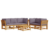 6 Piece Garden Lounge Set with Cushions Solid Wood Acacia - Front View