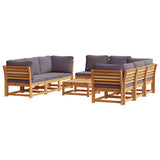 9 Piece Garden Lounge Set with Cushions Solid Wood Acacia - Front View