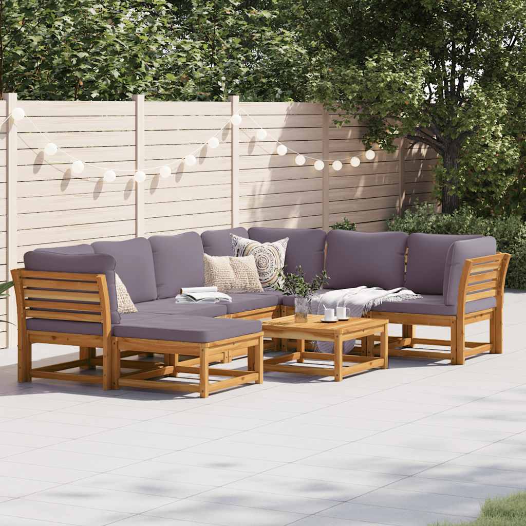 8 Piece Garden Lounge Set with Cushions Solid Wood Acacia
