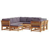 10 Piece Garden Lounge Set with Cushions Solid Wood Acacia - Front View
