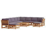 11 Piece Garden Lounge Set with Cushions Solid Wood Acacia - Front View