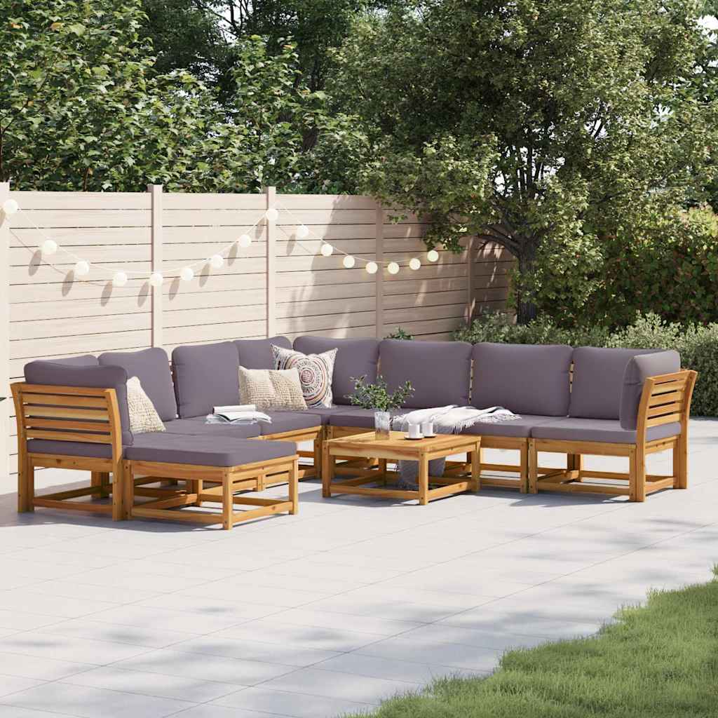 9 Piece Garden Lounge Set with Cushions Solid Wood Acacia