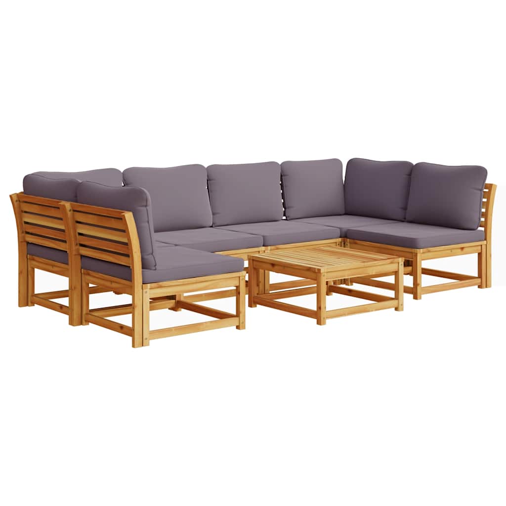 7 Piece Garden Lounge Set with Cushions Solid Wood Acacia