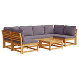 7 Piece Garden Lounge Set with Cushions Solid Wood Acacia - Front View