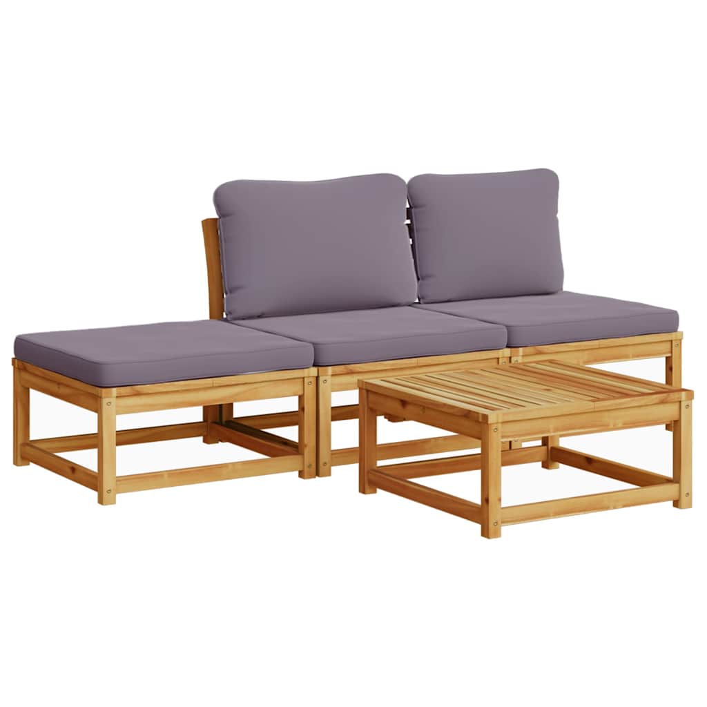 4 Piece Garden Lounge Set with Cushions Solid Wood Acacia