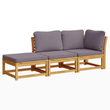 3 Piece Garden Lounge Set with Cushions Solid Wood Acacia - Front View