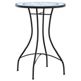 Mosaic Bistro Set Blue and White Iron and Ceramic - Side View