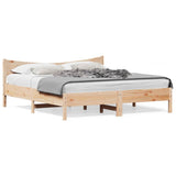 Bed Frame without Mattress 183x203 cm King Solid Wood Pine - Front View