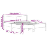 Bed Frame without Mattress 150x200 cm Solid Wood Pine - Extra Image