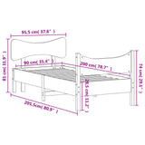 Bed Frame without Mattress 92x187 cm Single Solid Wood Pine - Extra Image