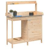 Potting Table with Cabinet 110.5x45x124.5 cm Solid Wood Fir - Top-Down View