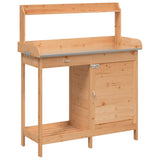 Potting Table with Cabinet Brown 110.5x45x124.5 cm Solid Wood Fir - Front View