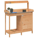 Potting Table with Cabinet Brown 110.5x45x124.5 cm Solid Wood Fir - Top-Down View