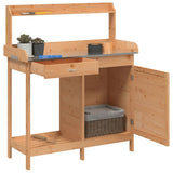 Potting Table with Cabinet Brown 110.5x45x124.5 cm Solid Wood Fir - 45-Degree Angle