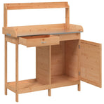 Potting Table with Cabinet Brown 110.5x45x124.5 cm