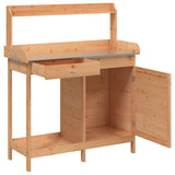 Potting Table with Cabinet Brown 110.5x45x124.5 cm Solid Wood Fir - Rear View