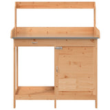Potting Table with Cabinet Brown 110.5x45x124.5 cm Solid Wood Fir - Close-Up Angle