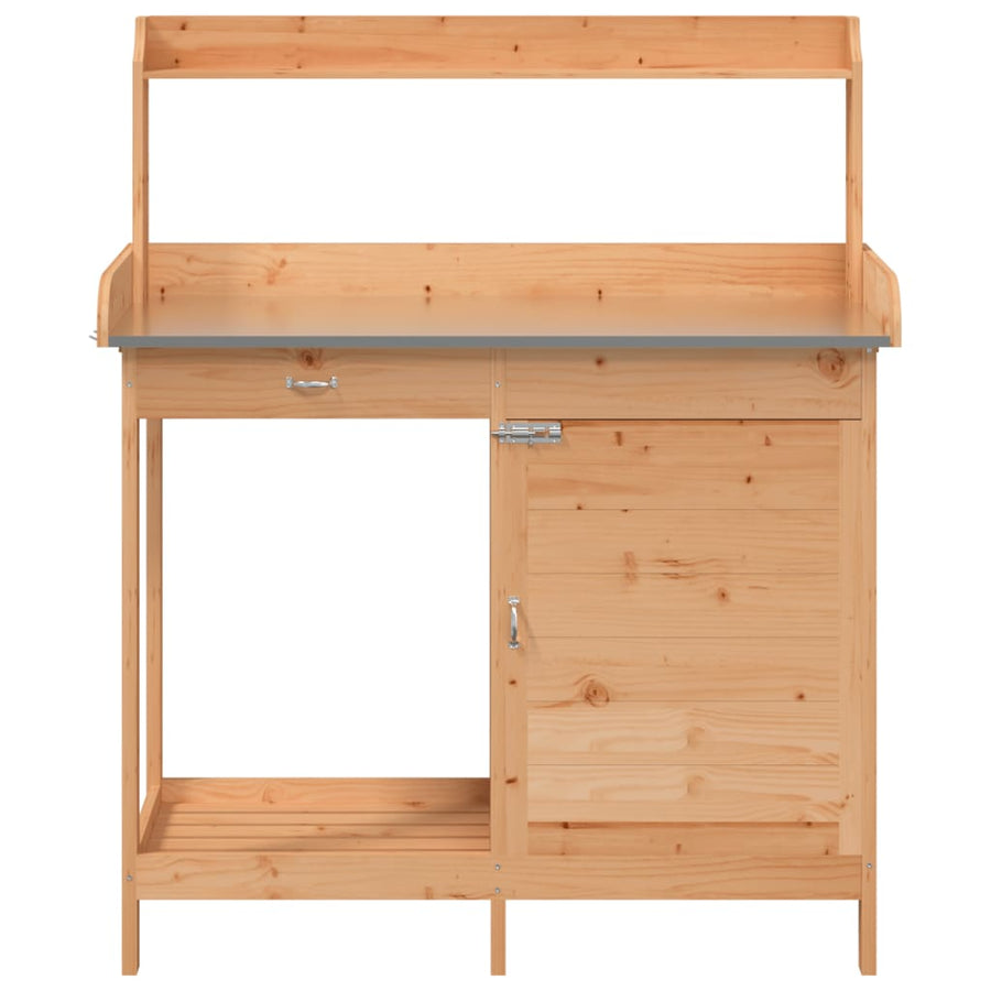 Potting Table with Cabinet Brown 110.5x45x124.5 cm