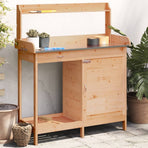 Potting Table with Cabinet Brown 110.5x45x124.5 cm