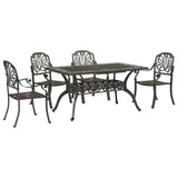5 Piece Garden Dining Set Bronze Cast Aluminium - Front View