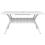 5 Piece Garden Dining Set White Cast Aluminium