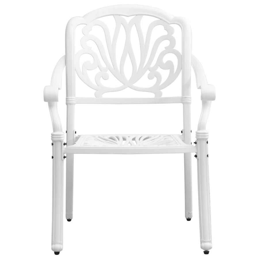 5 Piece Garden Dining Set White Cast Aluminium