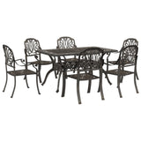 7 Piece Garden Dining Set Bronze Cast Aluminium - Front View