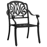 7 Piece Garden Dining Set Black Cast Aluminium - Close-Up Angle