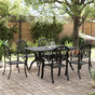 7 Piece Garden Dining Set Black Cast Aluminium