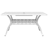 7 Piece Garden Dining Set White Cast Aluminium