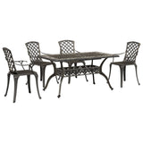 5 Piece Garden Dining Set Bronze Cast Aluminium - Front View
