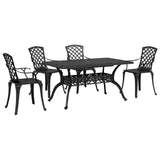 5 Piece Garden Dining Set Black Cast Aluminium - Front View