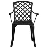 5 Piece Garden Dining Set Black Cast Aluminium - Low Angle