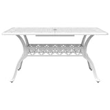 5 Piece Garden Dining Set White Cast Aluminium - Top-Down View