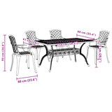 5 Piece Garden Dining Set White Cast Aluminium - Extra Image