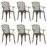 Garden Chairs 6 pcs Cast Aluminium Bronze - Front View