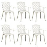 Garden Chairs 6 pcs Cast Aluminium White