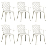 Garden Chairs 6 pcs Cast Aluminium White - Front View