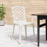 Garden Chairs 6 pcs Cast Aluminium White - Side View