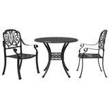 3 Piece Bistro Set Black Cast Aluminium - Front View
