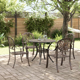 5 Piece Garden Dining Set Bronze Cast Aluminium - Front View