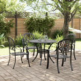 5 Piece Garden Dining Set Black Cast Aluminium - Front View